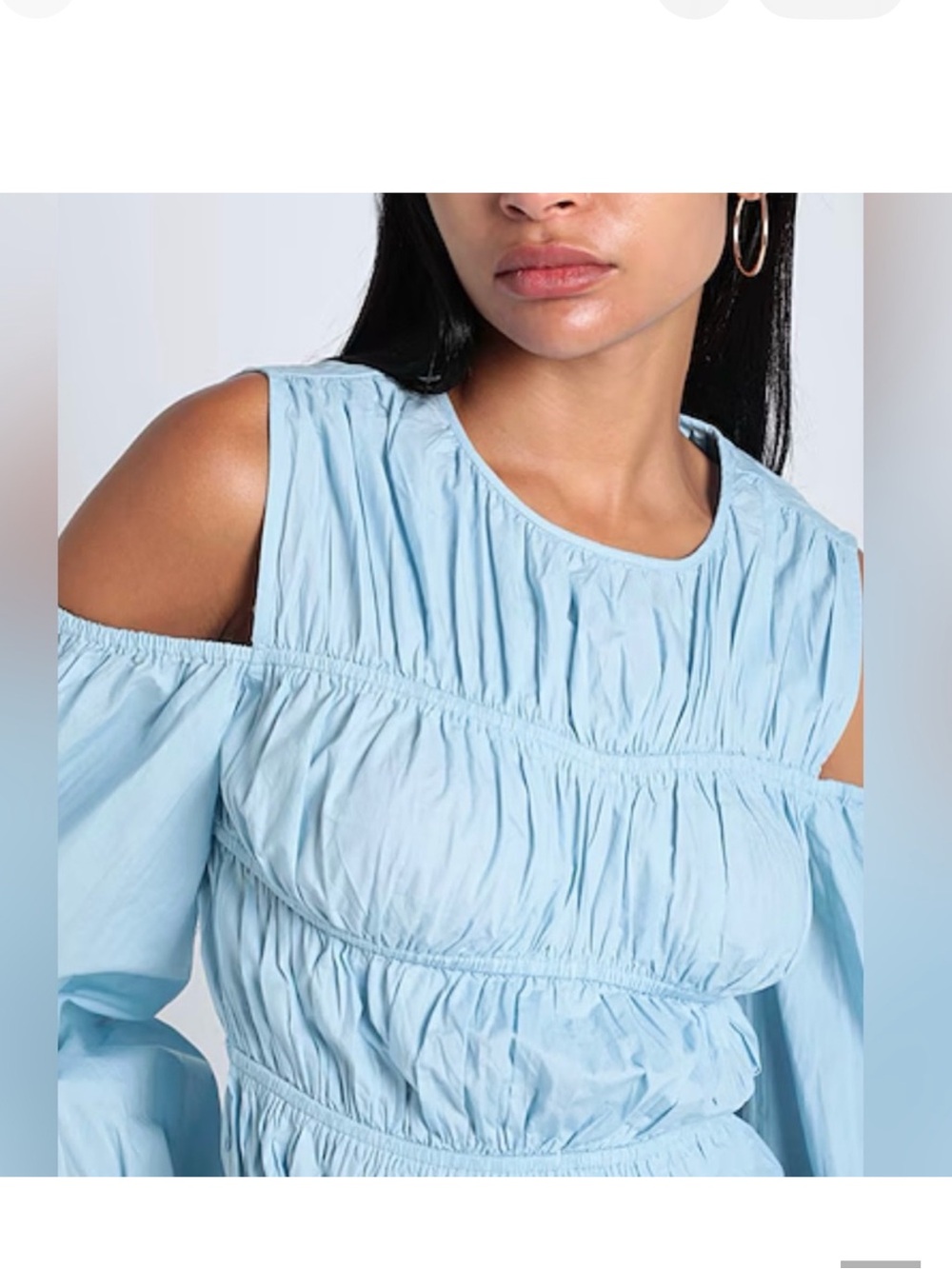 Topshop Pale Blue Gathered Neck Blouse
